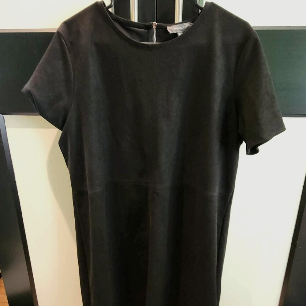 black t shirt dress with back quarter zip